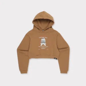 CHATEAU CROPPED WOMENS HOODIE (BROWN)