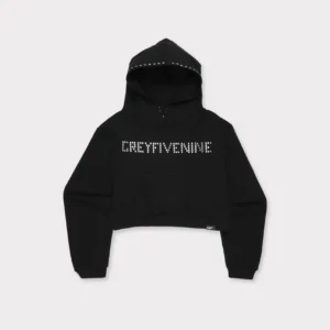 CRUST CROPPED STUDDED WOMENS HOODIE (BLACK)